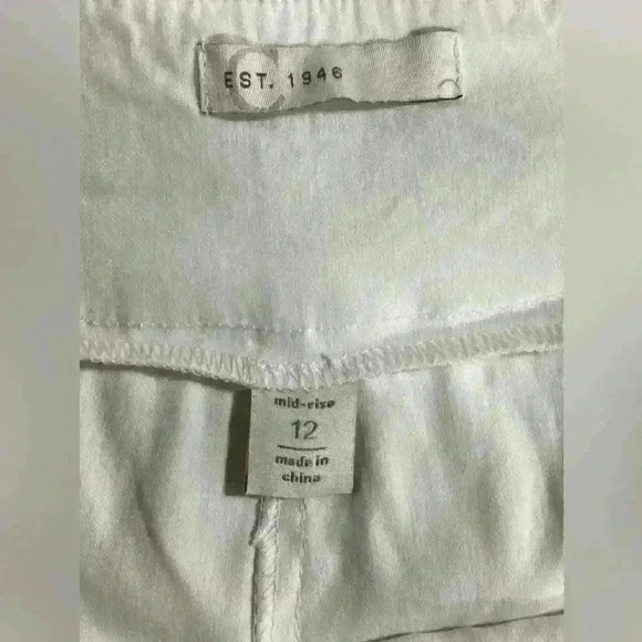 Women's White Mid Rise Pull-on Cropped Capri Pants Size 12  C Est. 1946 - Picture 5 of 8